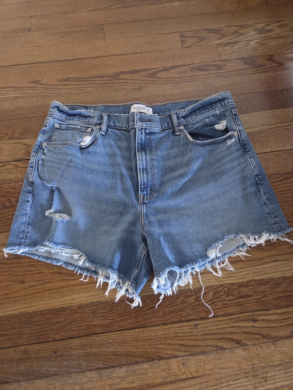 Abercrombie & Fitch Distressed Blue Denim Jean Shorts